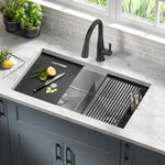 Delta Rivet Undermount 33-in x 19-in Stainless steel Double equal bowl 16 -Gauge Workstation Kitchen Sink