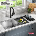 Delta Rivet Undermount 33-in x 19-in Stainless steel Double equal bowl 16 -Gauge Workstation Kitchen Sink