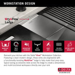 Delta Rivet Undermount 33-in x 19-in Stainless steel Double equal bowl 16 -Gauge Workstation Kitchen Sink