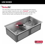 Delta Rivet Undermount 33-in x 19-in Stainless steel Double equal bowl 16 -Gauge Workstation Kitchen Sink
