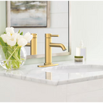 Alpine Reserve Harlow Brushed Gold Single Hole 1-Handle WaterSense Mid-arc Residential Handle Bathroom Sink Faucet with Drain with Deck Plate, 67746W-604408 #5287416 *JR2509, Retail: $109.00, FINAL PRICE: $59.99 + TAX
