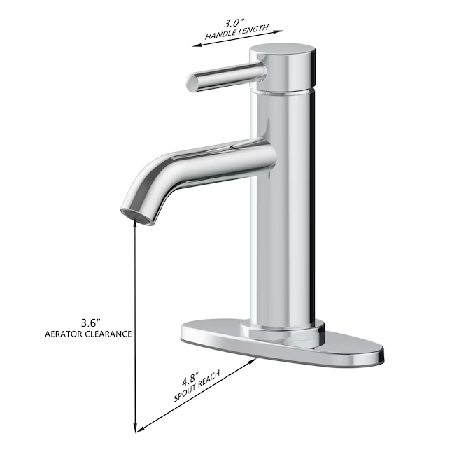 Alpine Reserve Harlow Polished Chrome Single Hole 1-handle WaterSense Mid-arc Residential Handle Bathroom Sink Faucet with Drain with Deck Plate, 67746W-6001 *JR2510, Retail: $59.00, FINAL PRICE: $49.99 + TAX