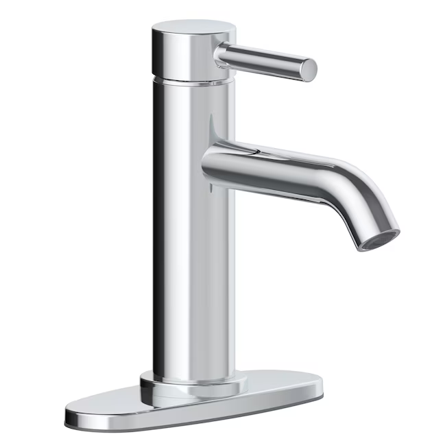 Alpine Reserve Harlow Polished Chrome Single Hole 1-handle WaterSense Mid-arc Residential Handle Bathroom Sink Faucet with Drain with Deck Plate, 67746W-6001 *JR2510, Retail: $59.00, FINAL PRICE: $49.99 + TAX