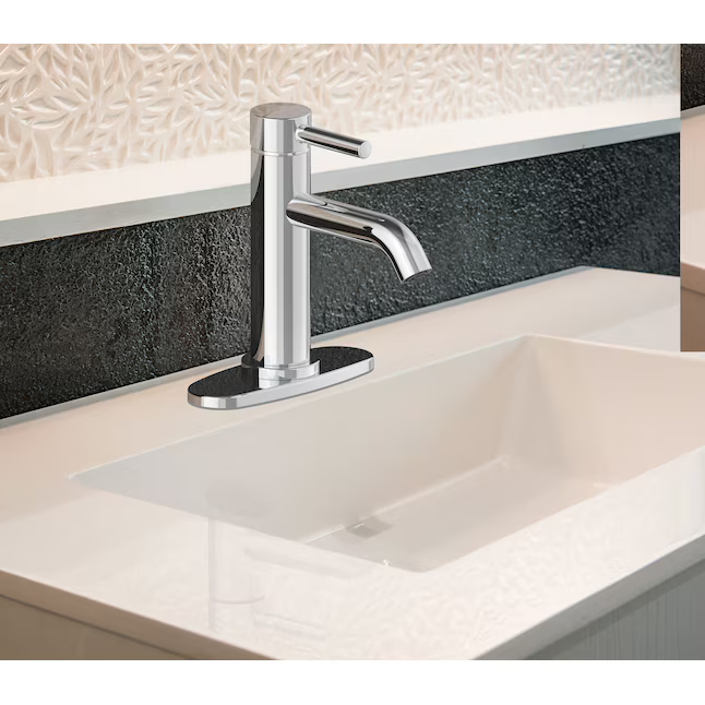 Alpine Reserve Harlow Polished Chrome Single Hole 1-handle WaterSense Mid-arc Residential Handle Bathroom Sink Faucet with Drain with Deck Plate, 67746W-6001 *JR2510, Retail: $59.00, FINAL PRICE: $49.99 + TAX