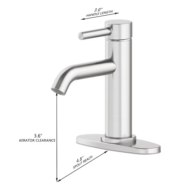 Alpine Reserve Harlow Brushed Nickel Single Hole 1-handle WaterSense Mid-arc Residential Handle Bathroom Sink Faucet with Drain with Deck Plate, 67746W-6004 #5287458 *JR2510, Retail: $69.00, FINAL PRICE: $34.99 + TAX