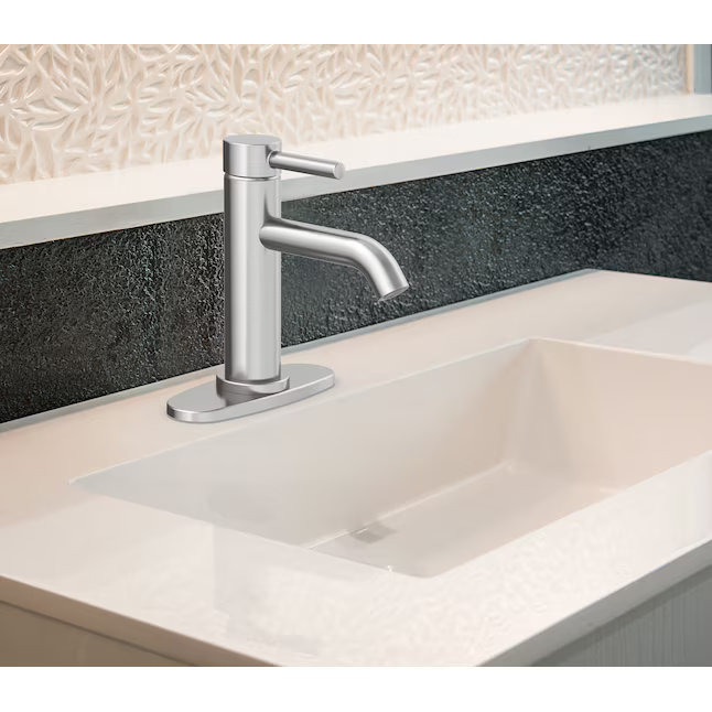 Alpine Reserve Harlow Brushed Nickel Single Hole 1-handle WaterSense Mid-arc Residential Handle Bathroom Sink Faucet with Drain with Deck Plate, 67746W-6004 #5287458 *JR2510, Retail: $69.00, FINAL PRICE: $34.99 + TAX