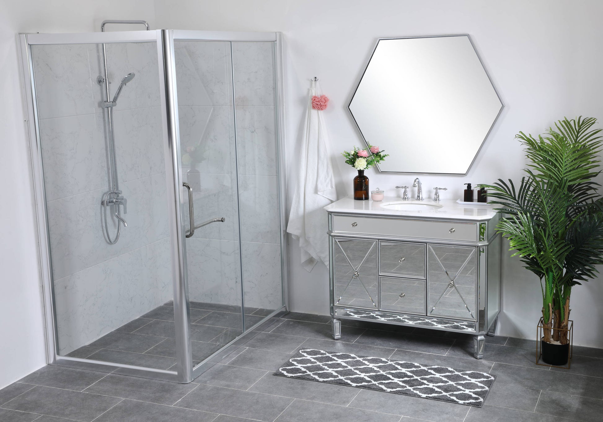 Ever Living Bravo 42-Inch Single Sink Vanity in Silver with a Carrara White Engineered Countertop, VF11042SL, FINAL PRICE: $599.99 + TAX