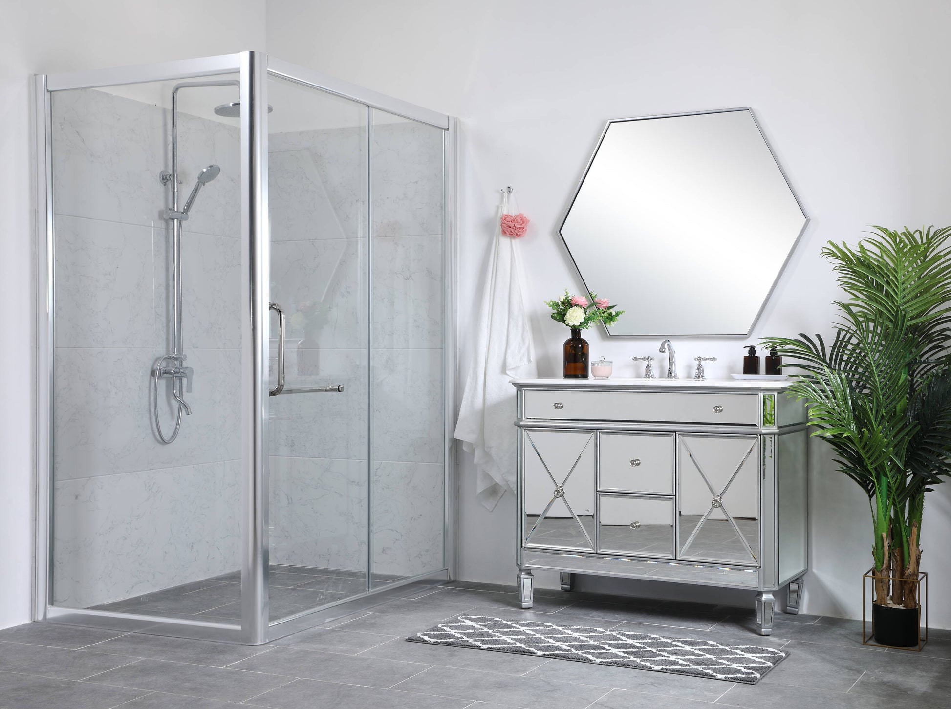 Ever Living Bravo 42-Inch Single Sink Vanity in Silver with a Carrara White Engineered Countertop, VF11042SL, FINAL PRICE: $599.99 + TAX