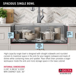Delta Lorelai Undermount 32-in x 19-in Stainless steel Single bowl 16 -Gauge Workstation Kitchen Sink
