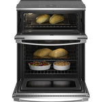 GE Profile 30-in Glass Top 5 burners 4.4-cu ft / 2.2-cu ft Air Fry Convection Oven Slide-In Double Oven Electric Range ( Fingerprint Resistant Stainless Steel )