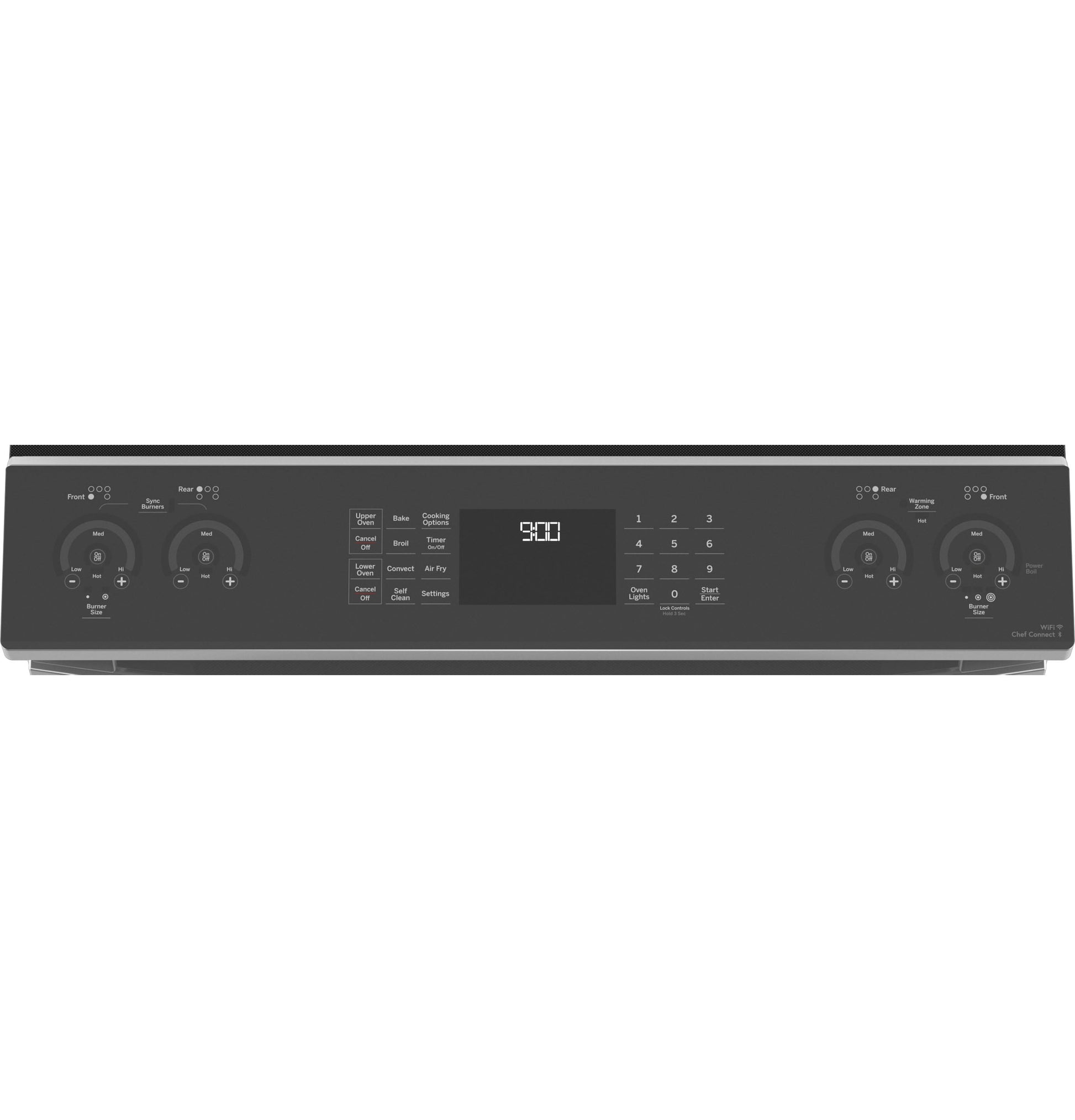 GE Profile 30-in Glass Top 5 burners 4.4-cu ft / 2.2-cu ft Air Fry Convection Oven Slide-In Double Oven Electric Range ( Fingerprint Resistant Stainless Steel )