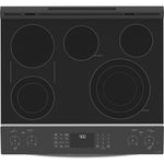 GE Profile 30-in Glass Top 5 burners 4.4-cu ft / 2.2-cu ft Air Fry Convection Oven Slide-In Double Oven Electric Range ( Fingerprint Resistant Stainless Steel )