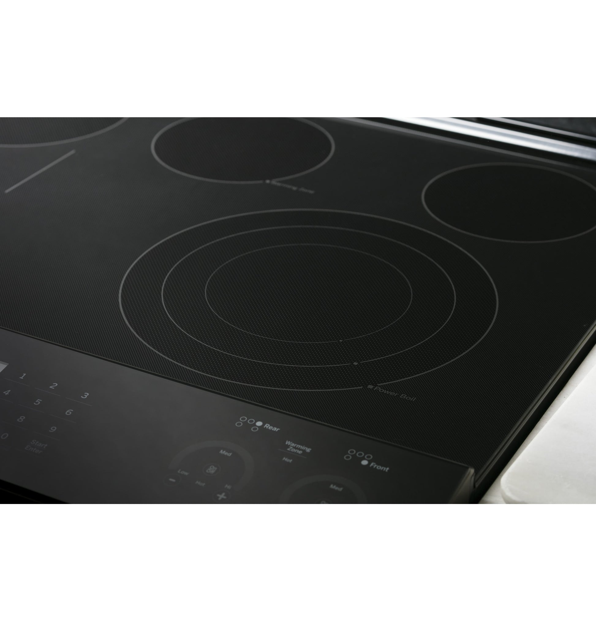 GE Profile 30-in Glass Top 5 burners 4.4-cu ft / 2.2-cu ft Air Fry Convection Oven Slide-In Double Oven Electric Range ( Fingerprint Resistant Stainless Steel )