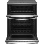 GE Profile 30-in Glass Top 5 burners 4.4-cu ft / 2.2-cu ft Air Fry Convection Oven Slide-In Double Oven Electric Range ( Fingerprint Resistant Stainless Steel )