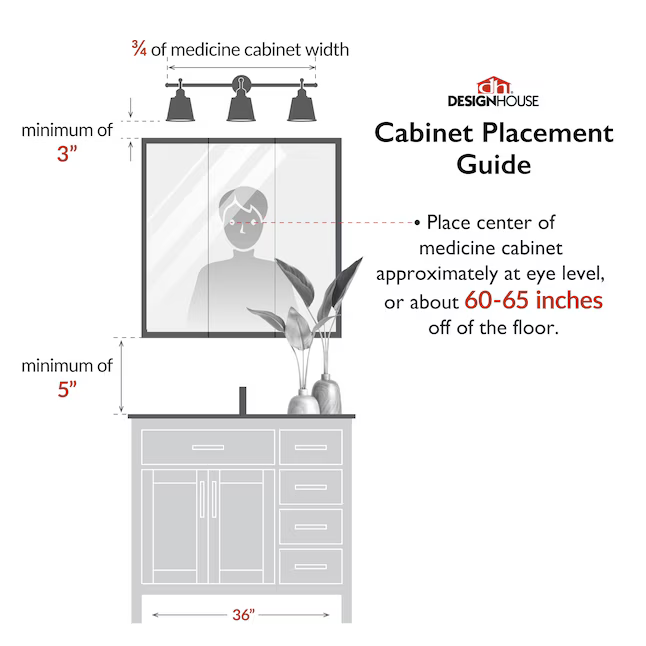 Design House Ventura 48-in x 30-in Surface Mount Espresso Mirrored Rectangle Medicine Cabinet, 541367-ESP *HD2509, Retail: $266.98, FINAL PRICE: $149.99 + TAX