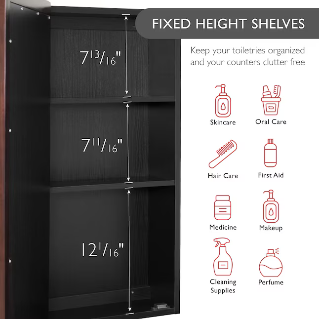 Design House Ventura 48-in x 30-in Surface Mount Espresso Mirrored Rectangle Medicine Cabinet, 541367-ESP *HD2509, Retail: $266.98, FINAL PRICE: $149.99 + TAX