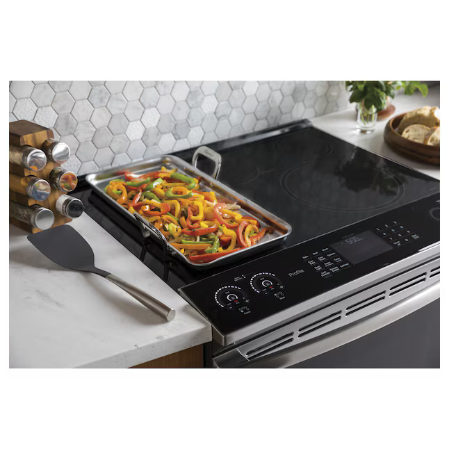GE Profile 30-in 5 burners 5.3-cu ft  Air Fry Convection Oven Slide-In Induction Range (Fingerprint Resistant Stainless Steel), PHS930YPFS *JR2512, Retail: $3,349.00, FINAL PRICE: $1,499.99 + TAX