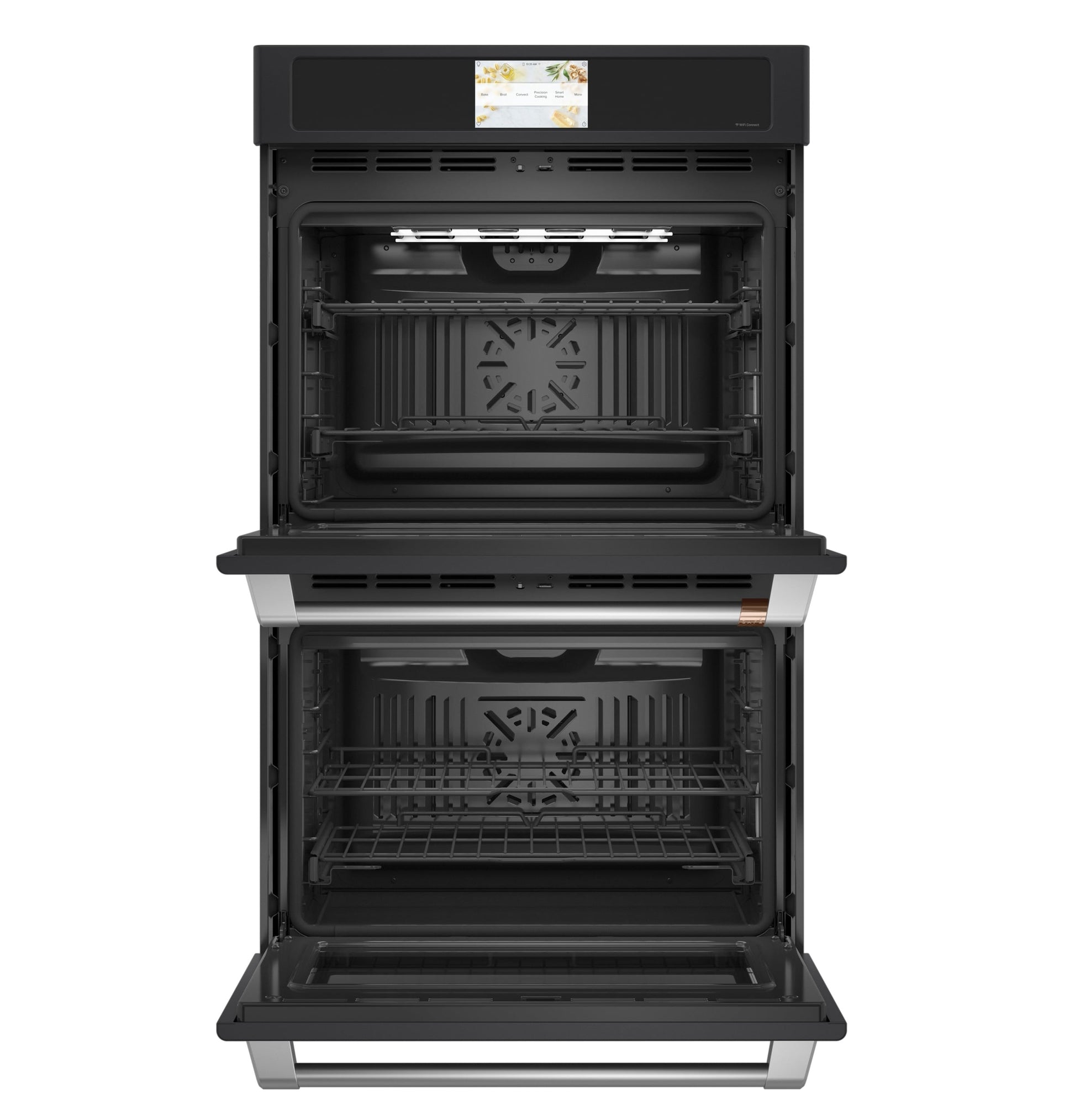 Luxury Cafe Professional 30 inch Double Electric Wall Oven with Air Fry Self + Steam Cleaning
