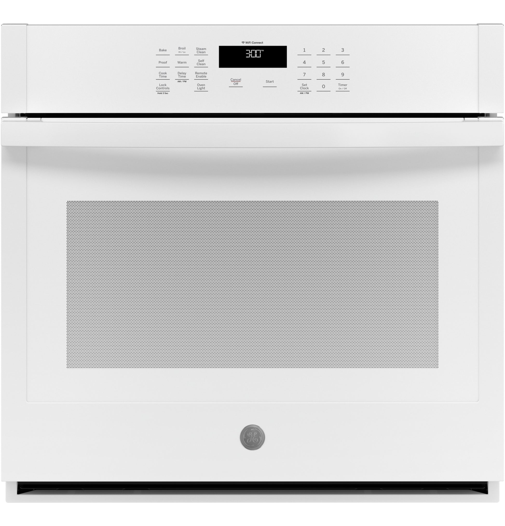 GE 30 inch Single Electric Wall Oven Self + Steam Cleaning ( White )