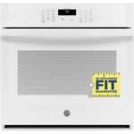 GE 30 inch Single Electric Wall Oven Self + Steam Cleaning ( White )