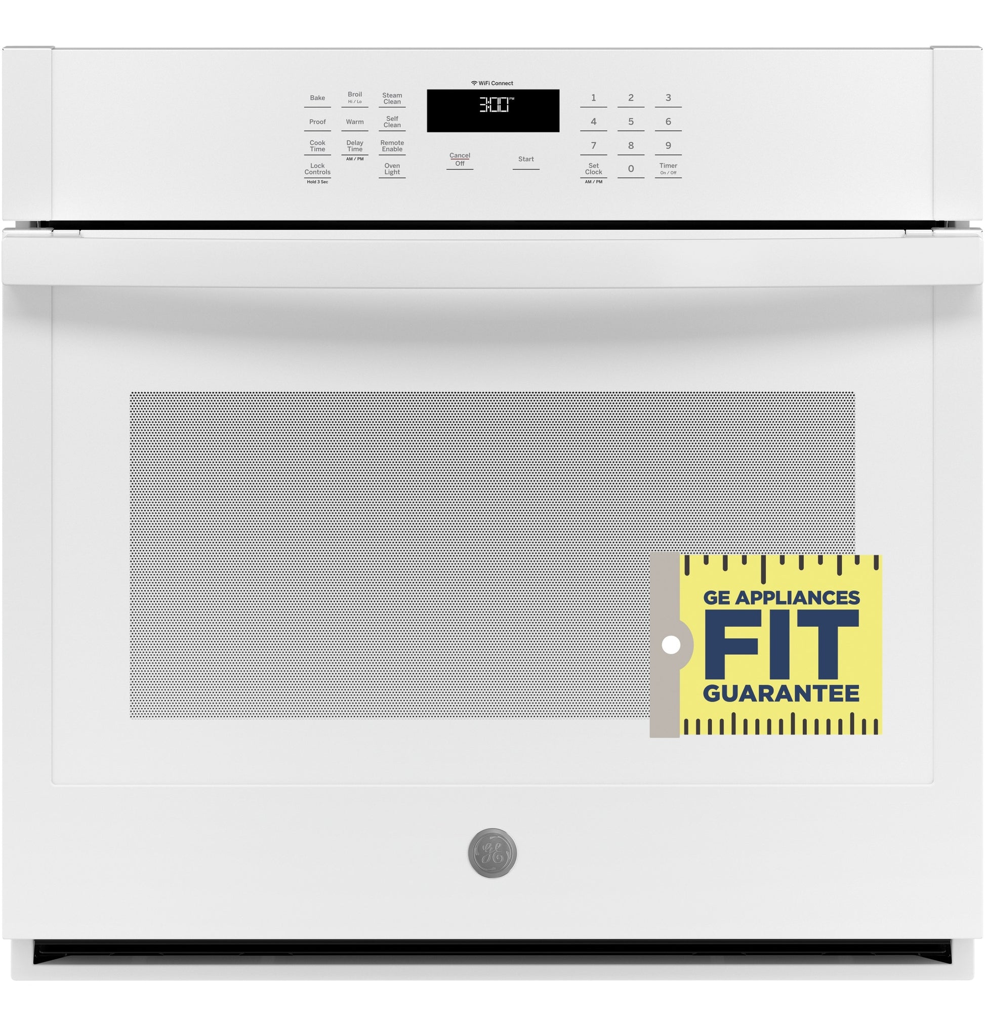 GE 30 inch Single Electric Wall Oven Self + Steam Cleaning ( White )