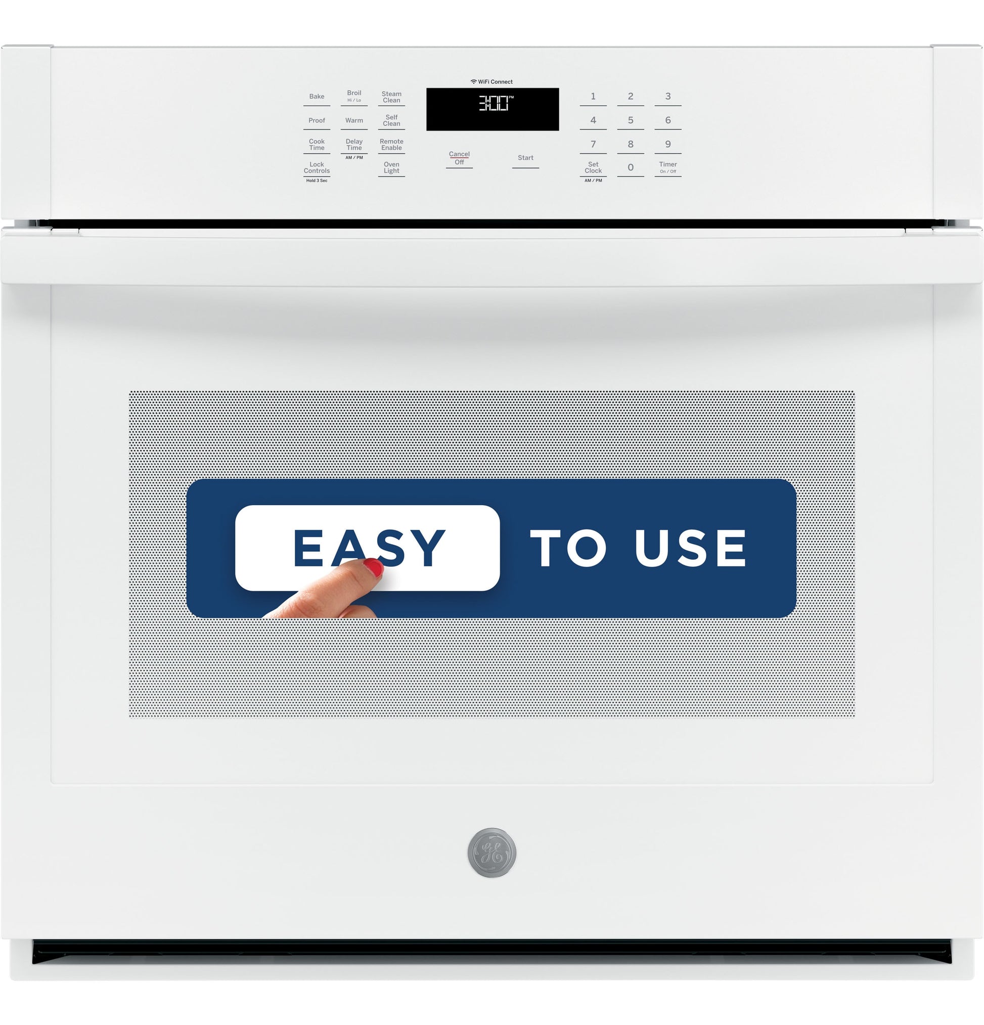 GE 30 inch Single Electric Wall Oven Self + Steam Cleaning ( White )