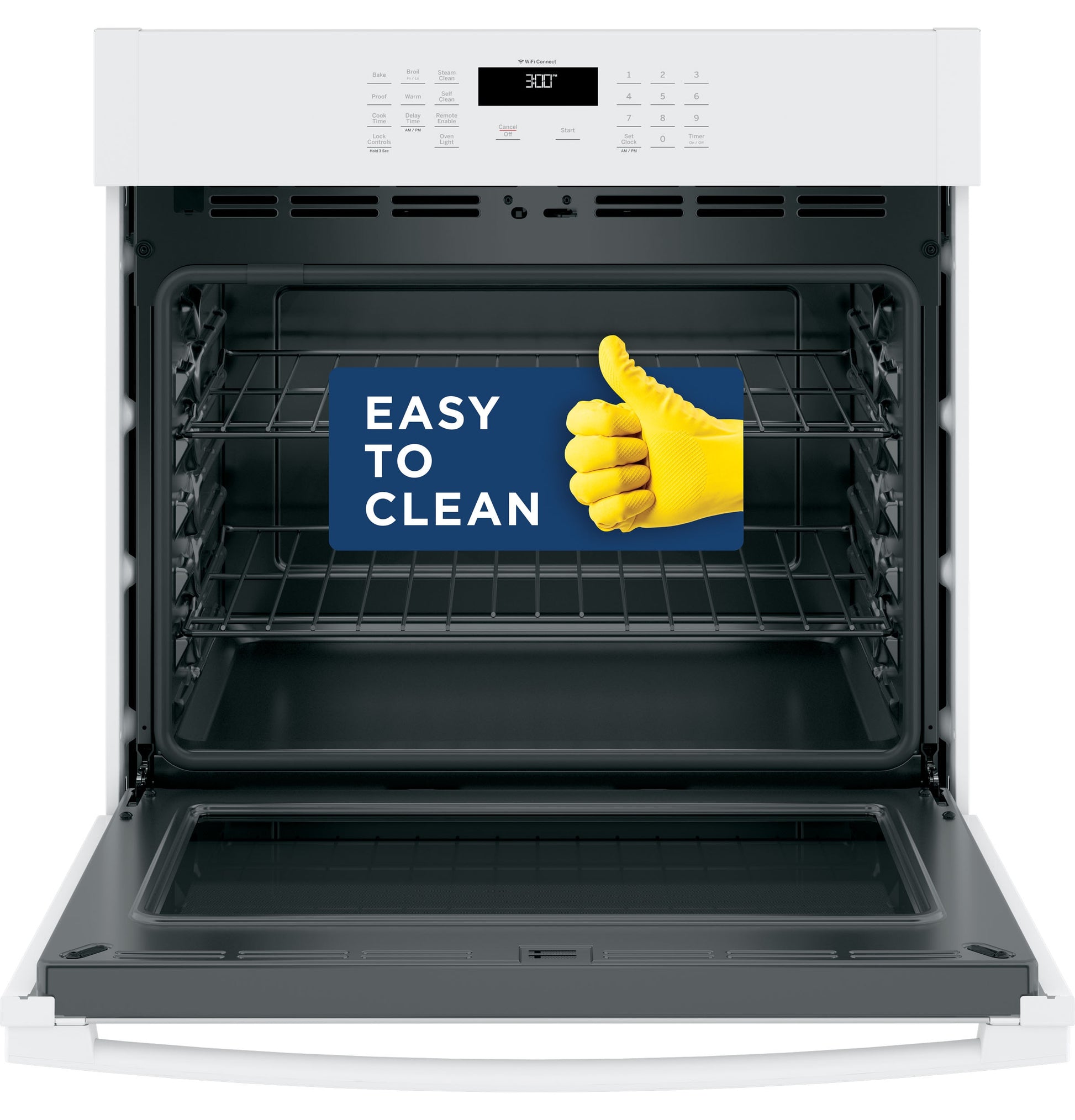 GE 30 inch Single Electric Wall Oven Self + Steam Cleaning ( White )