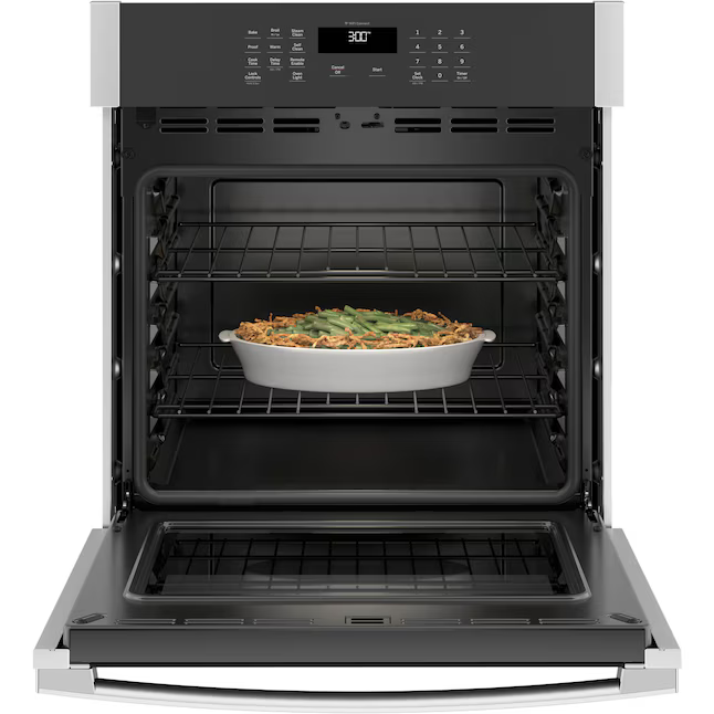 GE 27-in Smart Compatible Single Electric Wall Oven Self + Steam Cleaning (Stainless Steel), JKS3000SNSS *HD2509, Retail: $2,199.00, FINAL PRICE: $849.99 + TAX