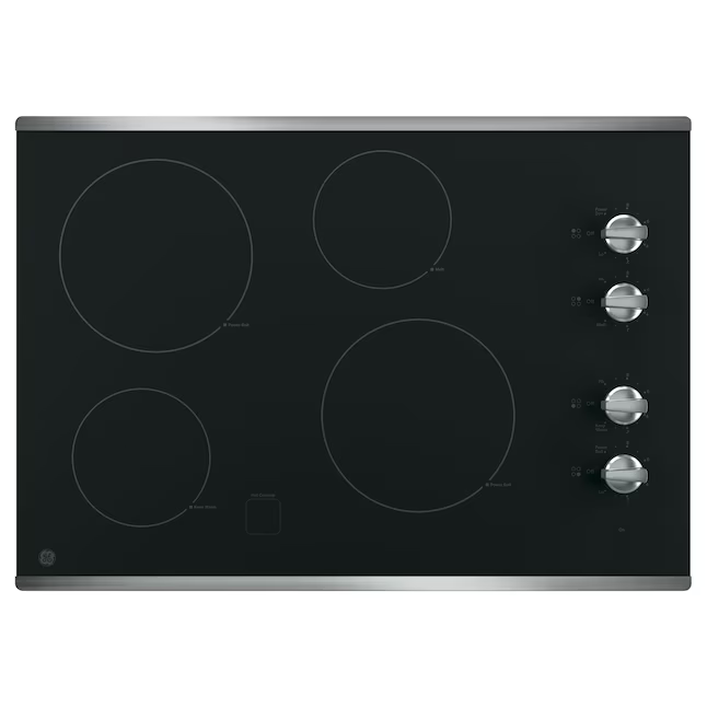 GE 30-in 4 Burners Smooth Surface (Stainless Steel) Electric Cooktop