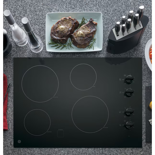 GE 30-in 4 burners Smooth Surface Black Electric Cooktop, JP3030DWBB *JR2512, Retail: $1,149.00, FINAL PRICE: $499.99 + TAX