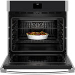 GE 30 inch Single Electric Wall Oven with Air Fry True Convection and Self + Steam Cleaning ( Stainless Steel )