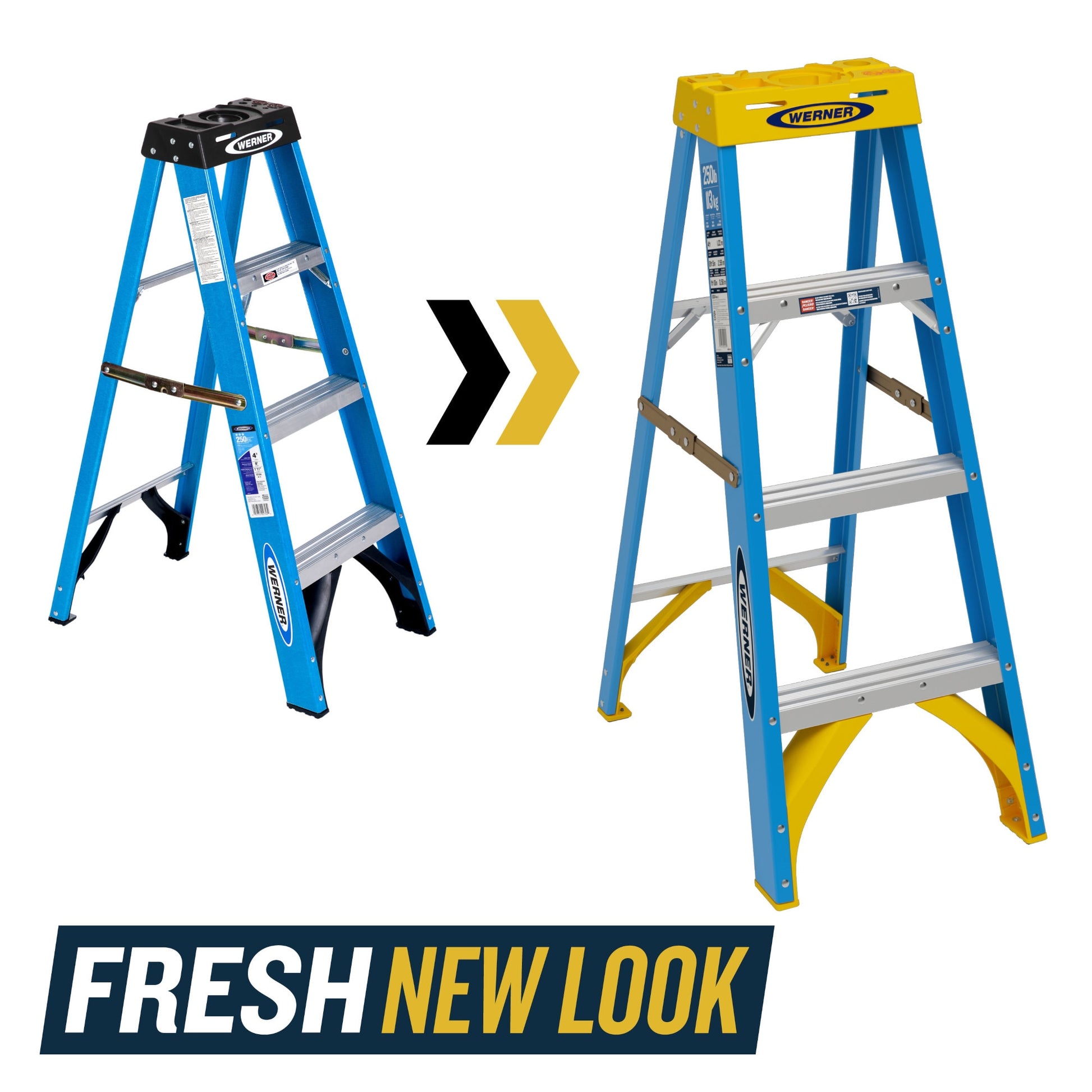 Werner FS100 4-ft ( 8-ft Reach Height ) Fiberglass Type 1 - 250 lbs. Load Capacity Step ladder