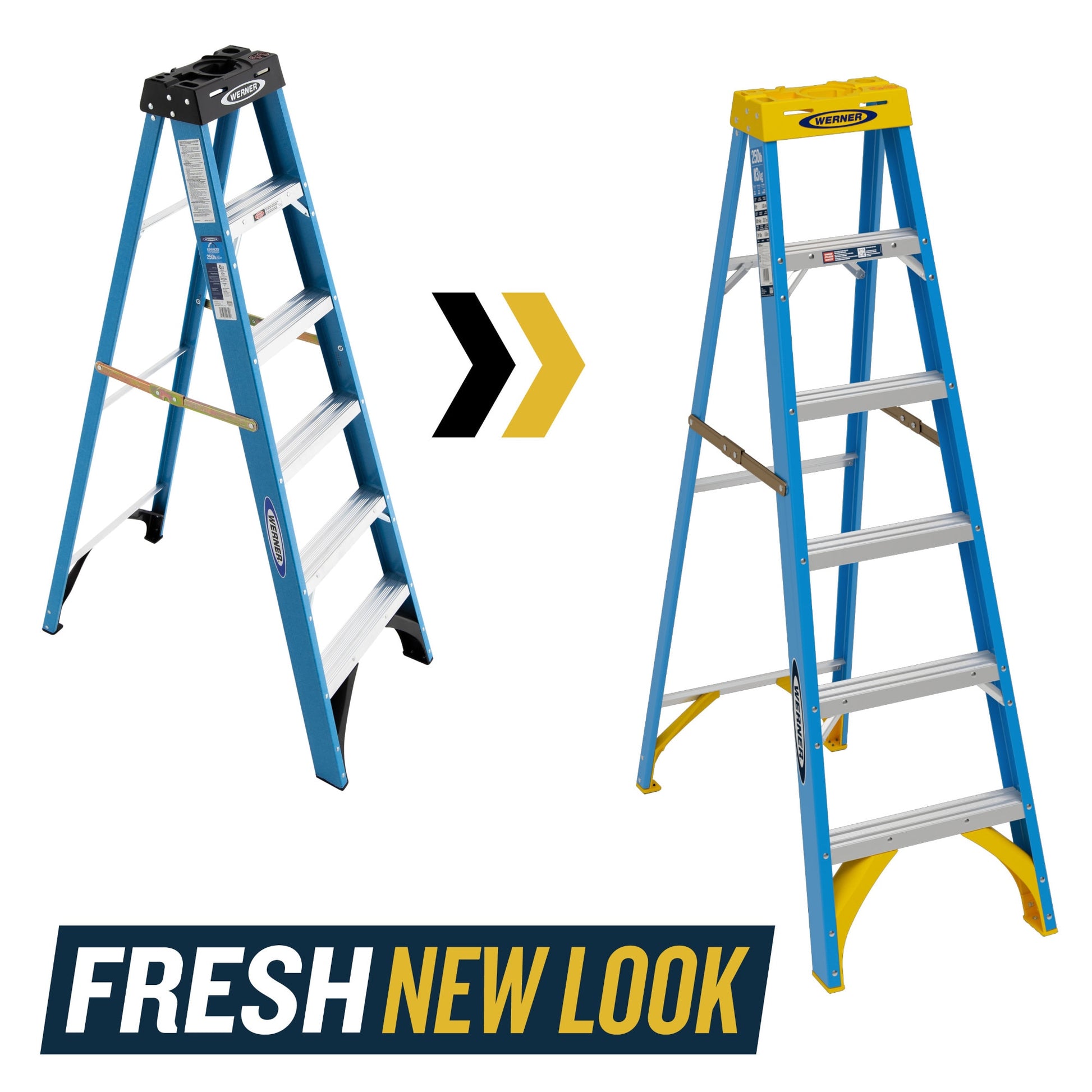 Werner FS100 6-ft ( 10-ft Reach Height ) Fiberglass Type 1 - 250 lbs. Load Capacity Step ladder, FS106