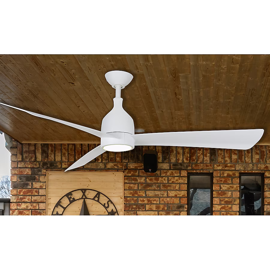 Minka Ceiling Fan Co. Lake Shore 52-in Integrated LED Outdoor White with Flat White Blades Ceiling Fan With Light - Remote Included (3-Blade), 84055  #4063087 *JR2509, Retail: $249.98, FINAL PRICE: $149.99 + TAX