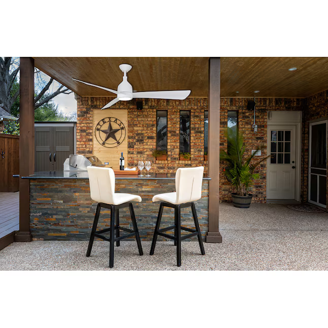 Minka Ceiling Fan Co. Lake Shore 52-in Integrated LED Outdoor White with Flat White Blades Ceiling Fan With Light - Remote Included (3-Blade), 84055  #4063087 *JR2509, Retail: $249.98, FINAL PRICE: $149.99 + TAX