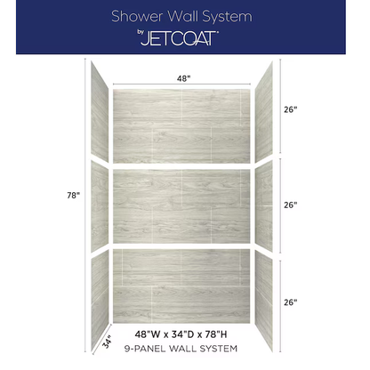allen + roth Driftwood Glue Up Alcove Shower Panel Kit, SW4834DR  3492137 *HD2406 [FB113]