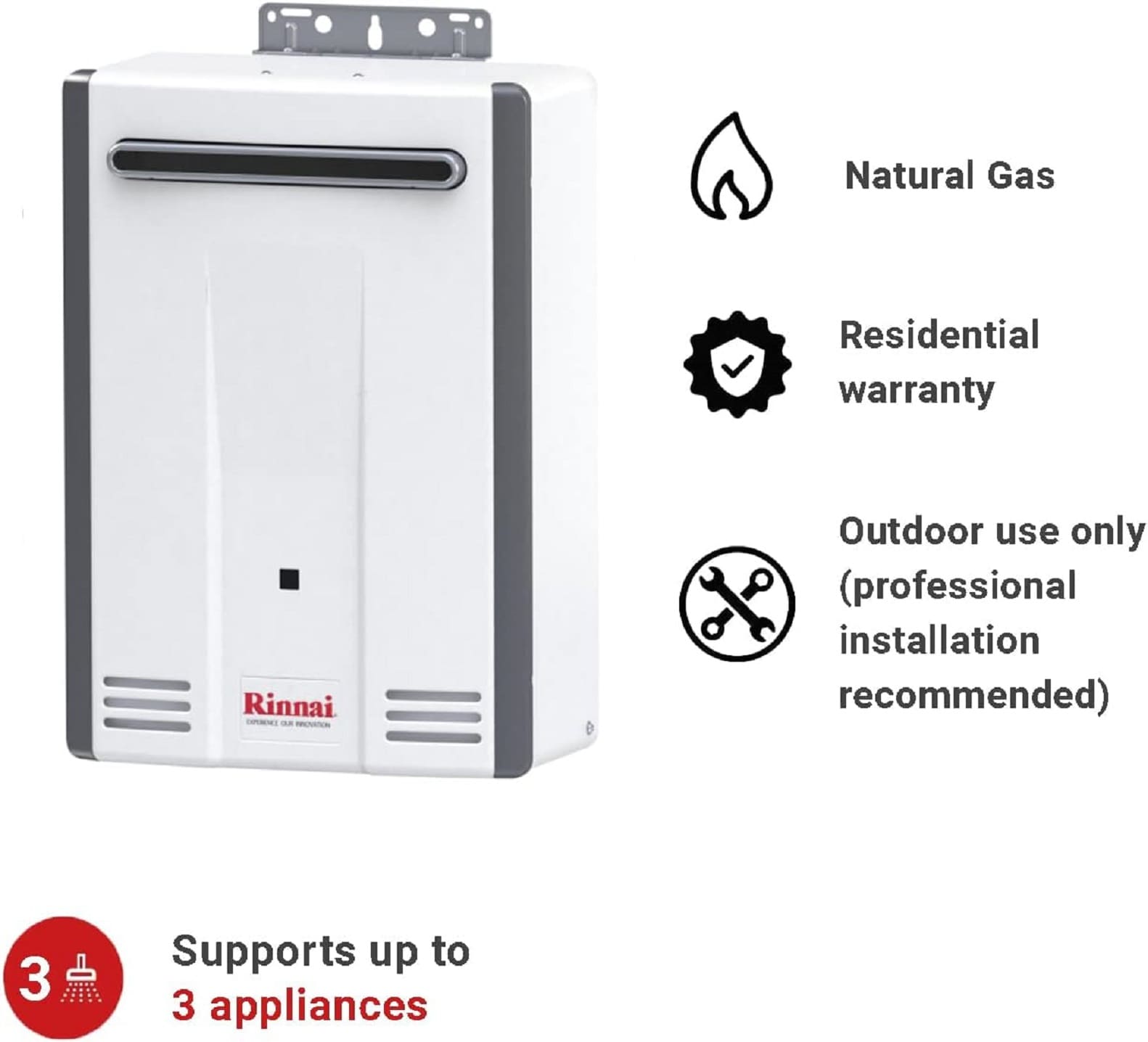Rinnai Value Series Non-Condensing Residential 5.3-GPM 120,000 BTU Liquid Propane Outdoor Tan