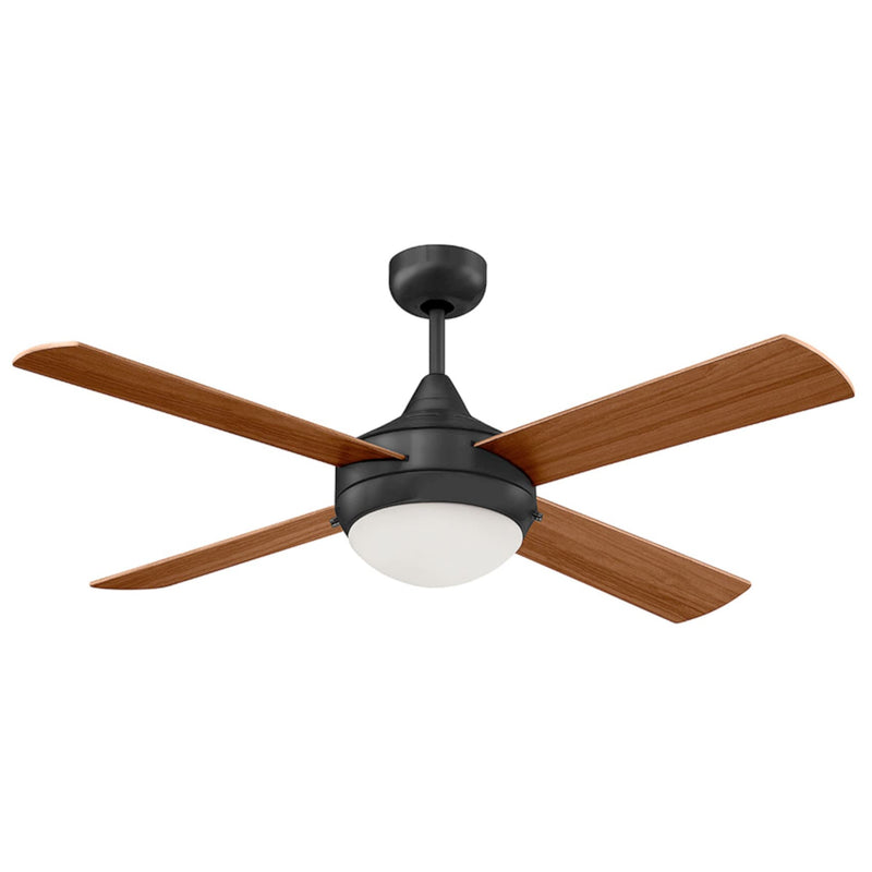 Wagonway Breezium 52-in Matte Black with Black Forest/Rosewood Blades Ceiling Fan With Light 4 -Blade