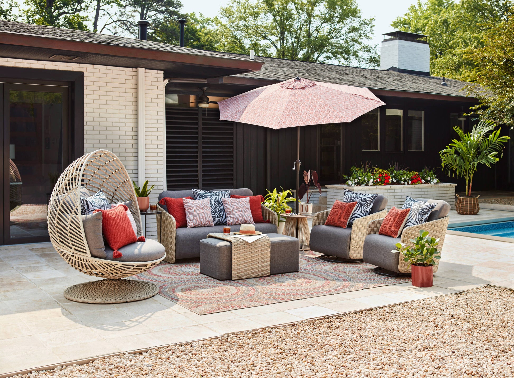 Origin 21 Venza 3 -Piece Wicker Patio Conversation Set with Dark Gray Cushions
