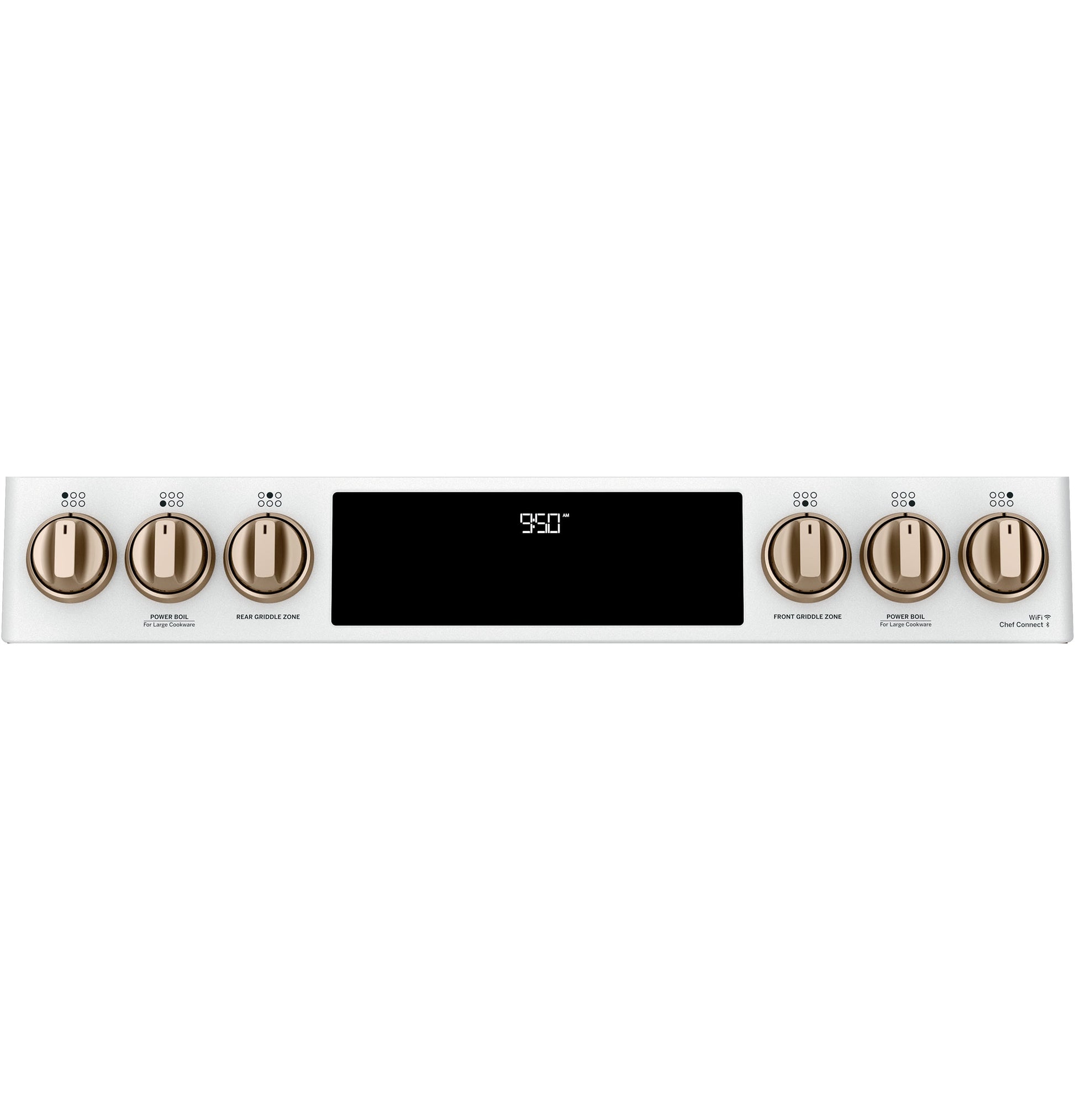 GE Cafe 30-in 4.3-cu ft / 2.7-cu ft Air Fry Convection Oven Slide-In Double Oven Dual Fuel Range ( Matte White with Brushed Bronze