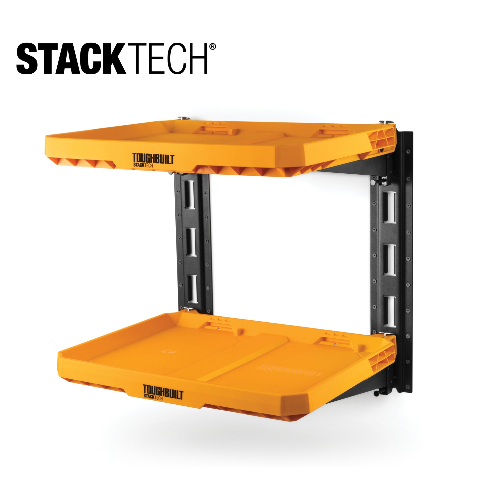 TOUGHBUILT STACKTECH Plastic/Metal Shelf (2) StackTech shelves, (2) E-track sections