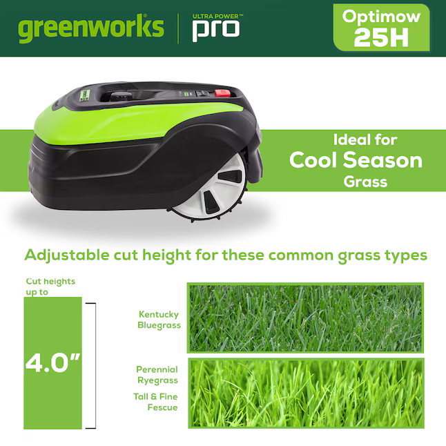 Greenworks Robotic Lawn Mower ( 1/4 acre to 1/2 acre ), OPTIMOW 25H *HD2507, Retail: $999.99, FINAL PRICE: $469.99 + TAX