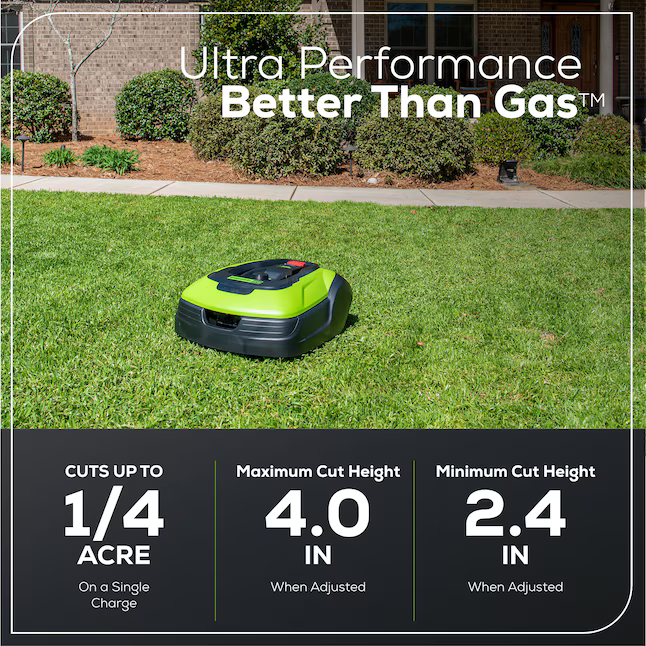 Greenworks Robotic Lawn Mower ( 1/4 acre to 1/2 acre ), OPTIMOW 25H *HD2507, Retail: $999.99, FINAL PRICE: $469.99 + TAX