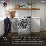 LG TurboWash360 5.0-cu ft Ventless All-In-One Washer Dryer Combo with Steam Cycle ( Black Steel )