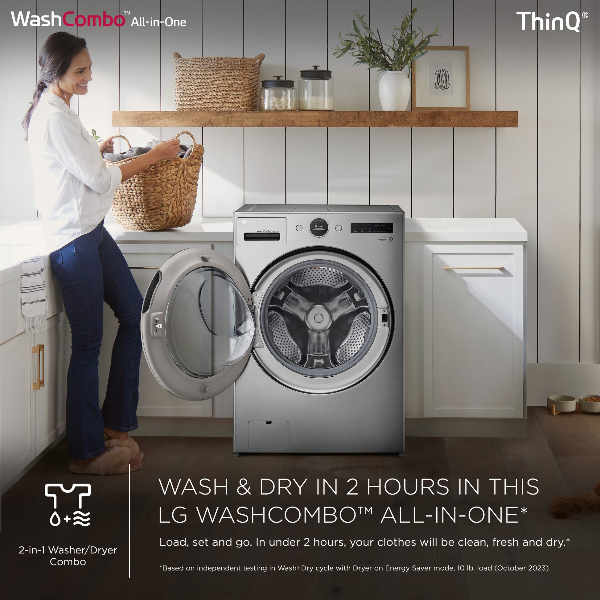 LG TurboWash360 5.0-cu ft Ventless All-In-One Washer Dryer Combo with Steam Cycle ( Black Steel )