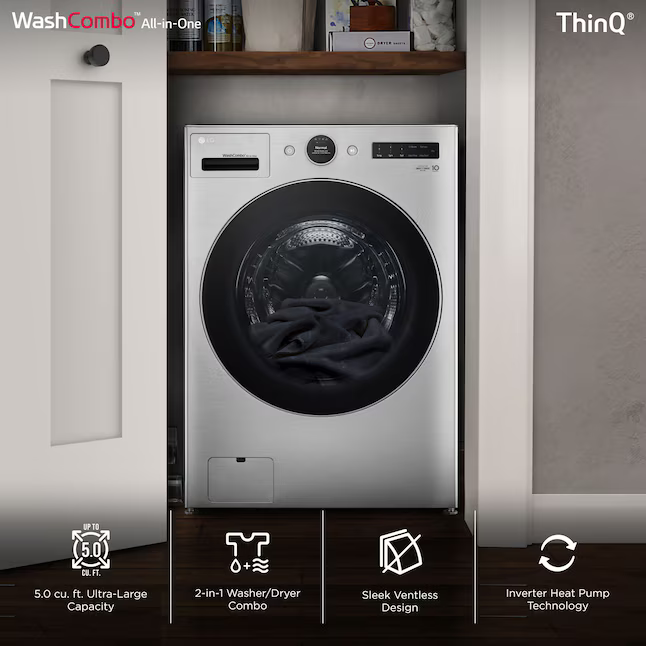 LG 5-cu ft Capacity Graphite Steel Ventless All-In-One Washer Dryer Combo, WM6998HVA *JR2509, Retail: $3,299.00, FINAL PRICE: $1,599.99 + TAX