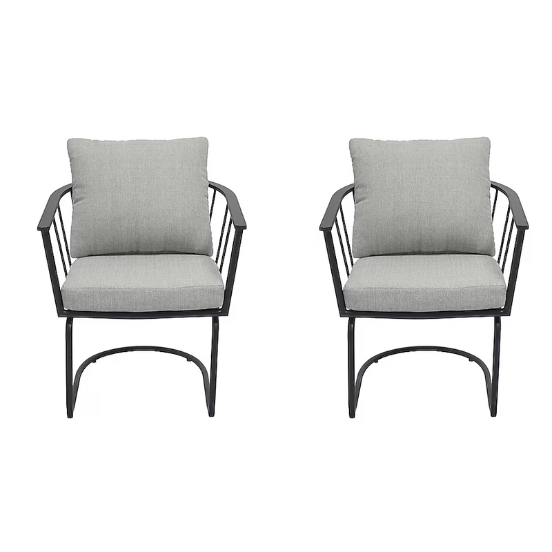 Summit Lane Canyon Way Set of 2 Black Steel Frame Dining Chair with Gray Cushioned Seat, LG-23082-AC  5462202 Retail: $249.00, FINAL PRICE: $149.99 + TAX