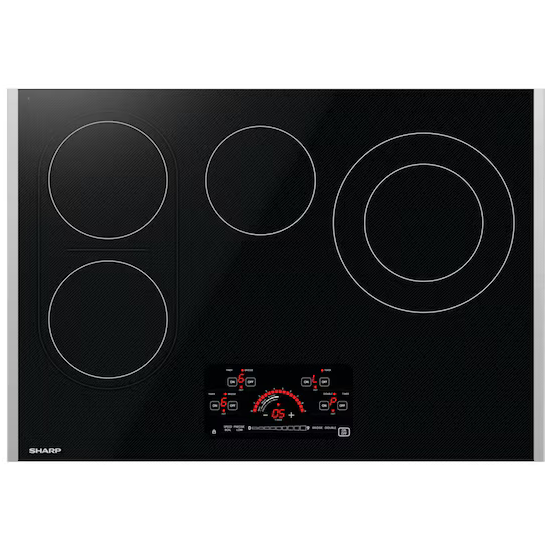 Sharp 30-in Drop-in 4 burners Smooth Surface Black Radiant Electric Cooktop with Bridge Element, SCR3041GB *JR2512, Retail: $799.00, FINAL PRICE: $379.99 + TAX