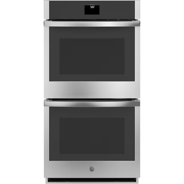 GE 27-in Smart Compatible Double Electric Wall Oven with Air Fry Self + Steam Cleaning ( Stainless Steel ), JKD5000SVSS *JR2503