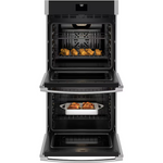 GE 27-in Smart Compatible Double Electric Wall Oven with Air Fry Self + Steam Cleaning ( Stainless Steel ), JKD5000SVSS *JR2503